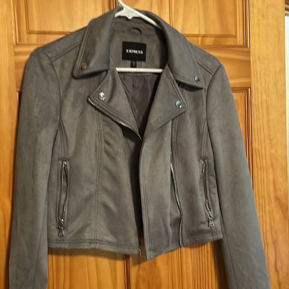 Size small  crop gray soft faux suede jacket